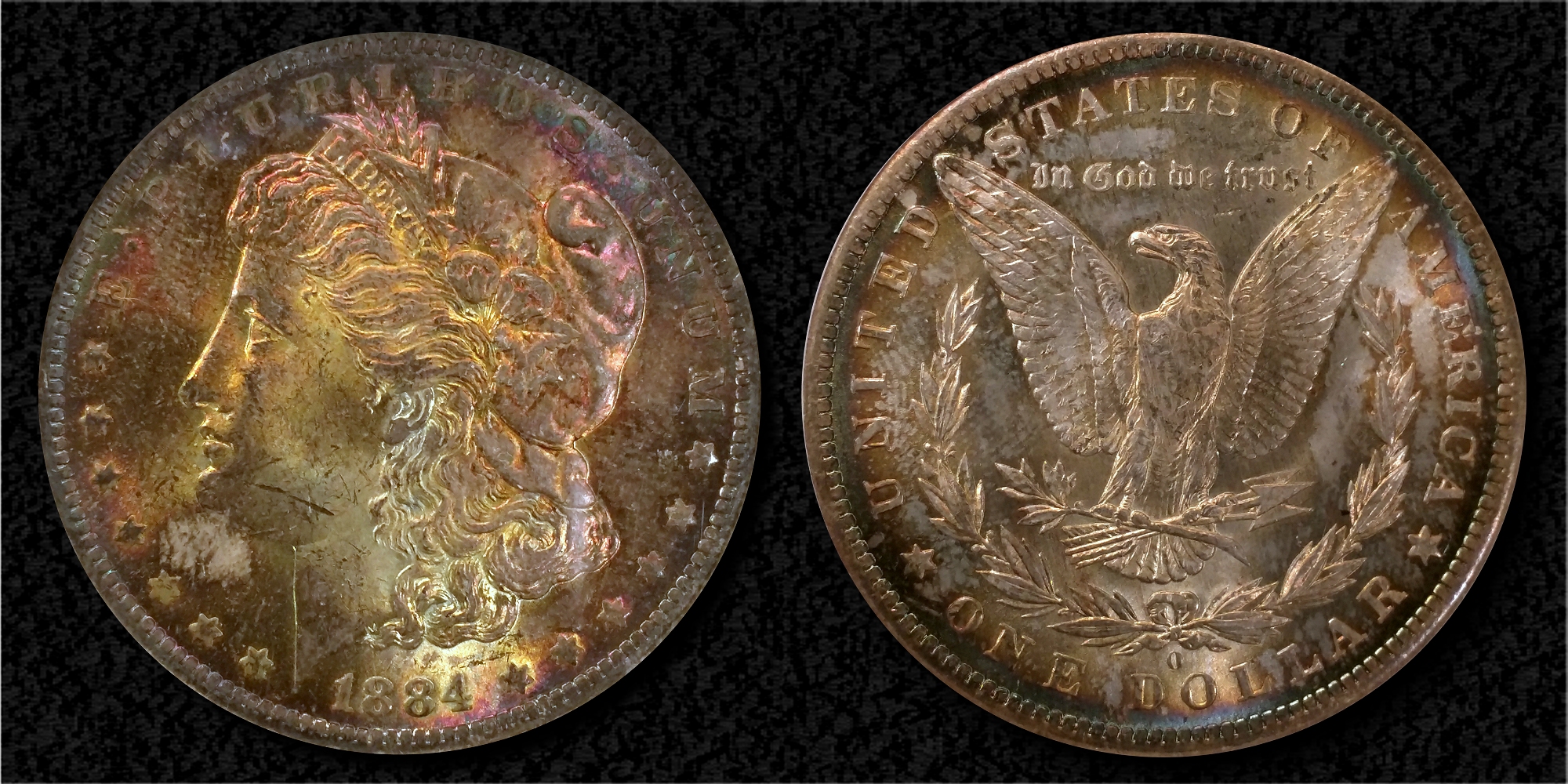 1884-O-Morgan-Dollar,-Interesting-Toning-Grade-Posted