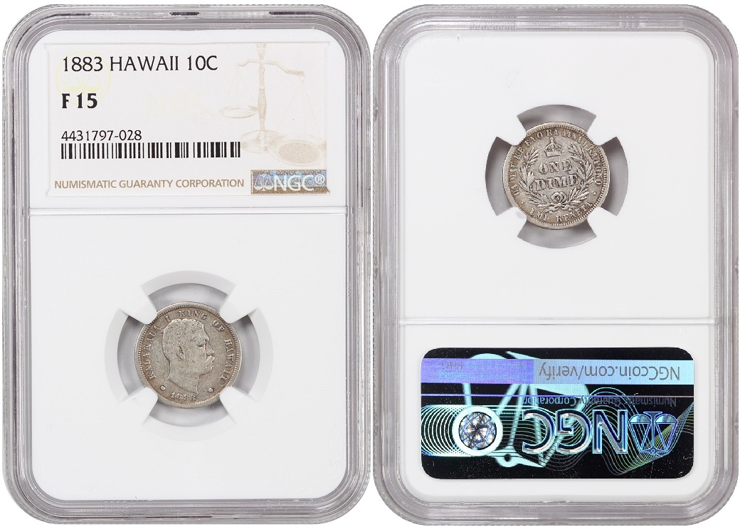 Hawaii (Kingdom): silver dime of Kalakaua I, 1883 - Coins - World
